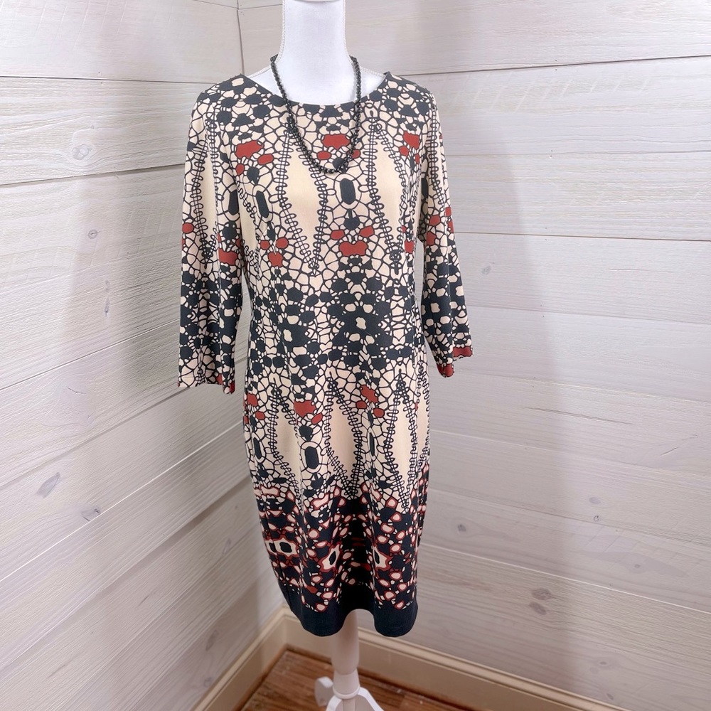 Julian Taylor New York Abstract Print Shift Dress 12 FREE SHIP